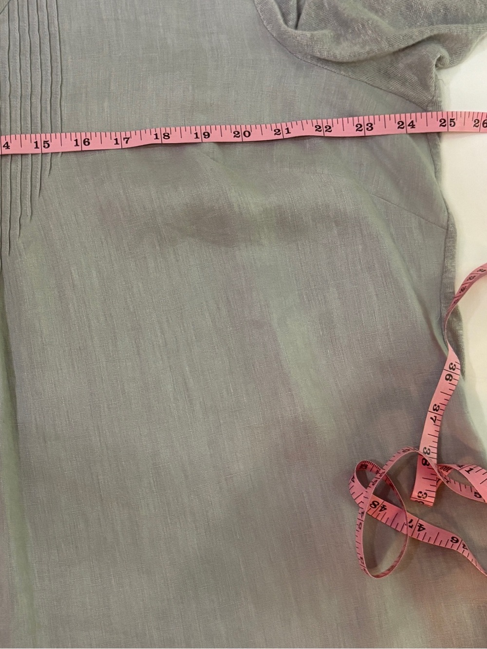 J. Jill Love Linen Gray Mixed Media 100% Linen Pintuck Pleat V-Neck Tunic Top XL - Picture 6 of 7